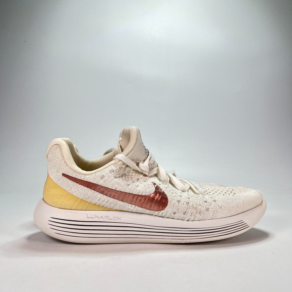 Nike LunarEpic Flyknit 2 White Copper Running Shoes 904743-100 Women's Size 10.5